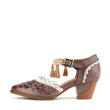 VINTAGE FLORAL CUTOUTS AND TASSEL MARY JANE SHOES