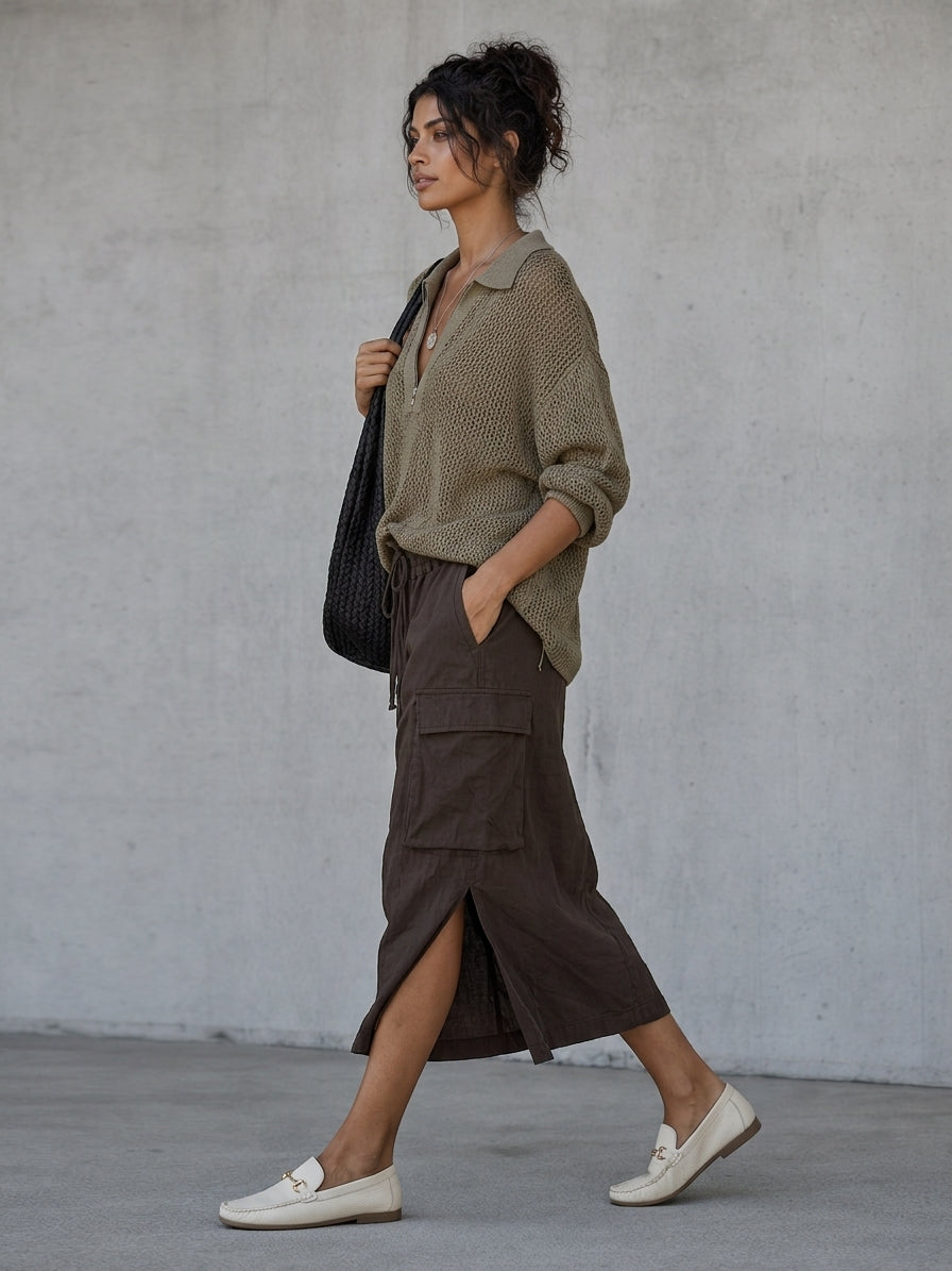 Women's Minimalist Blend Drawstring Utility Skirt MDZ2024G5WY