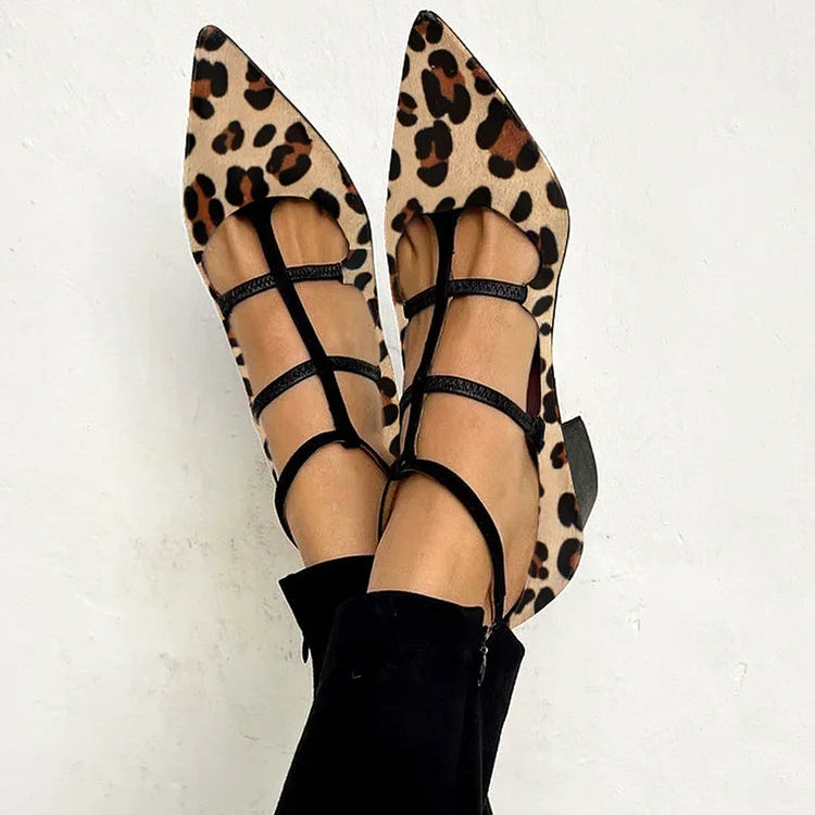 Elara | Leopard Strap Low-Heel Shoes