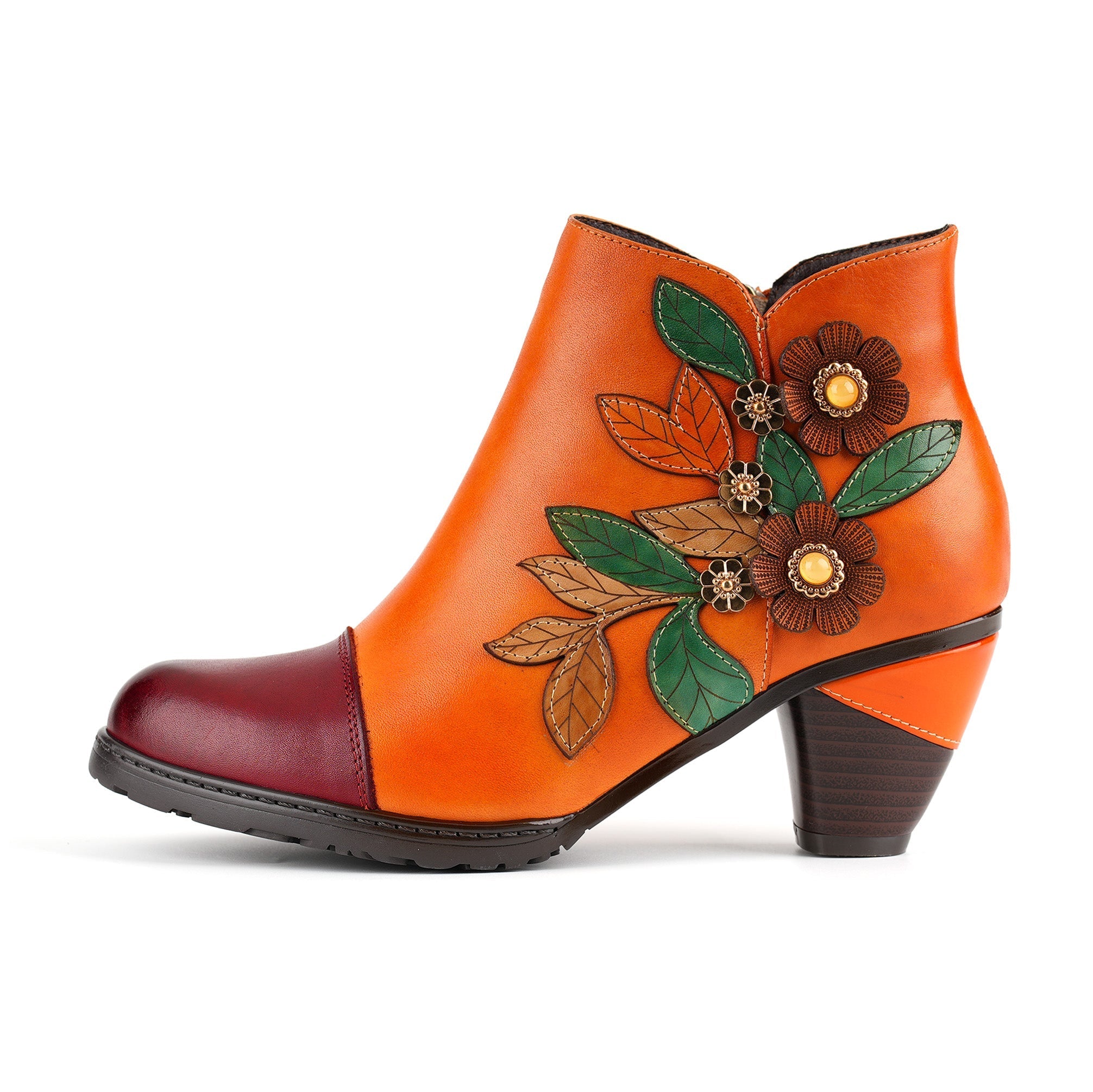 Retro Boho Floral Charm Ankle Boots
