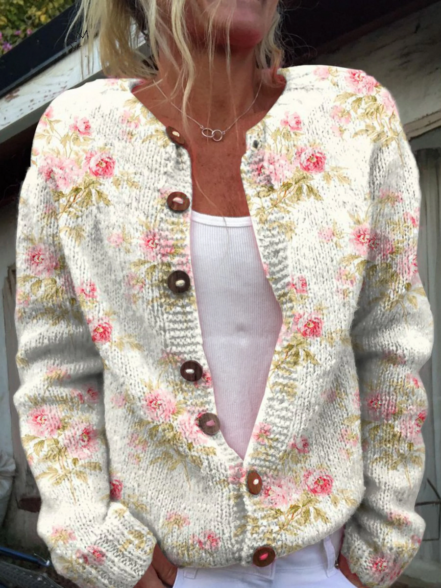 Jessica | Vintage Floral Knit Cardigan
