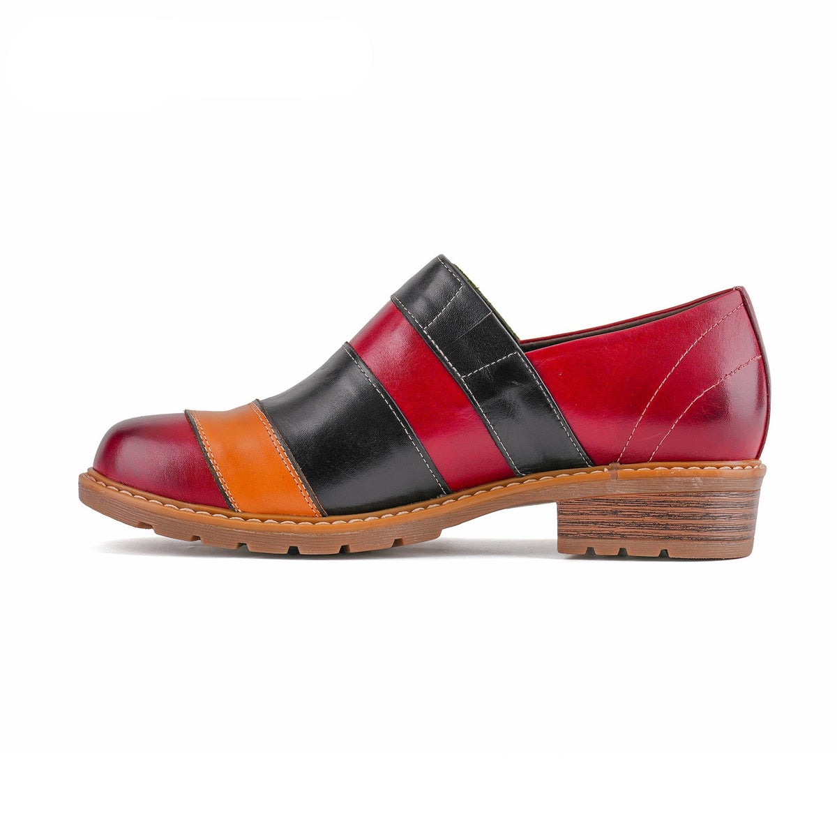 FLORAL COLOR-BLOCK LOAFERS FLATS