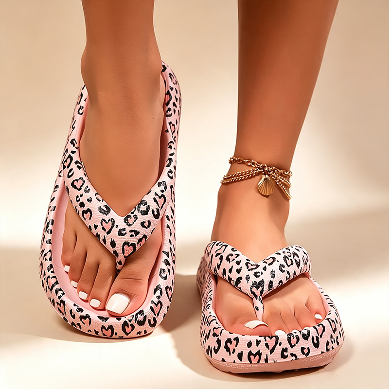 Julia | Women's Leopard-Pattern Platform Flip-Flops