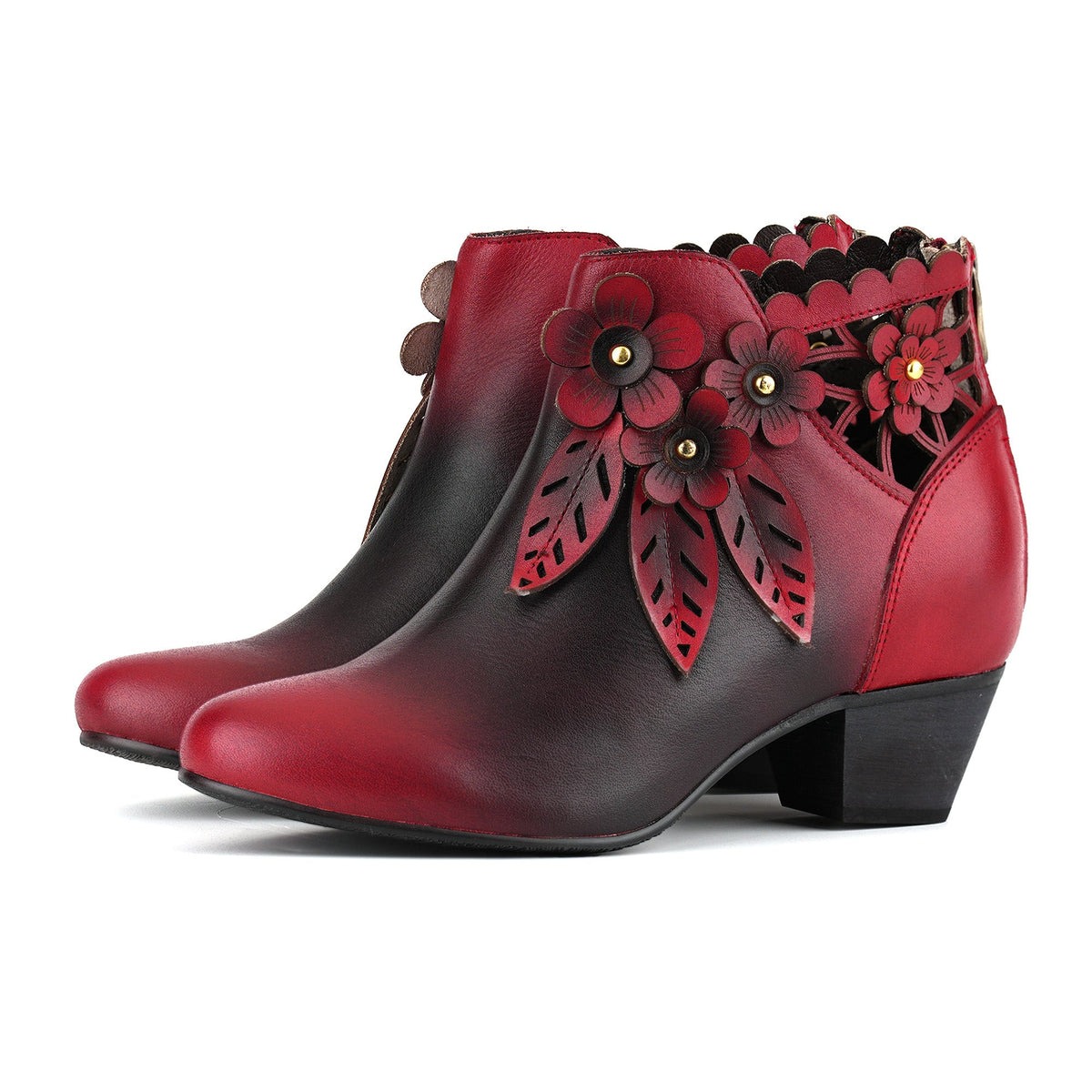 BLOOMING ELEGANCE FLORAL ANKLE BOOTS