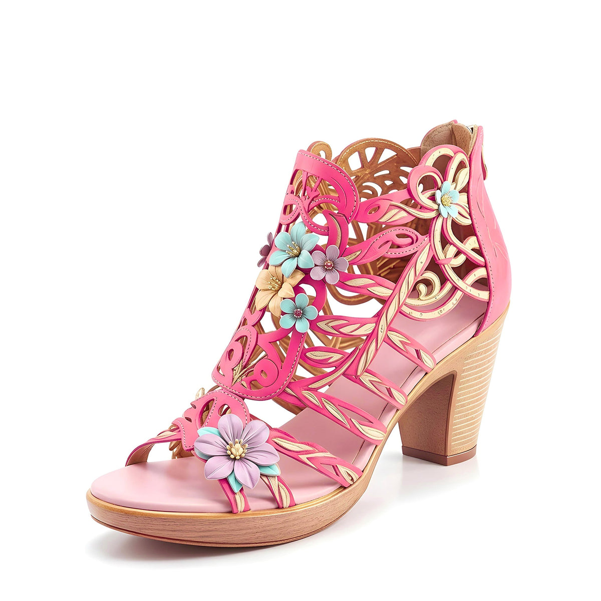 BLOOMING VINE ROMANTIC CUTOUT SANDALS