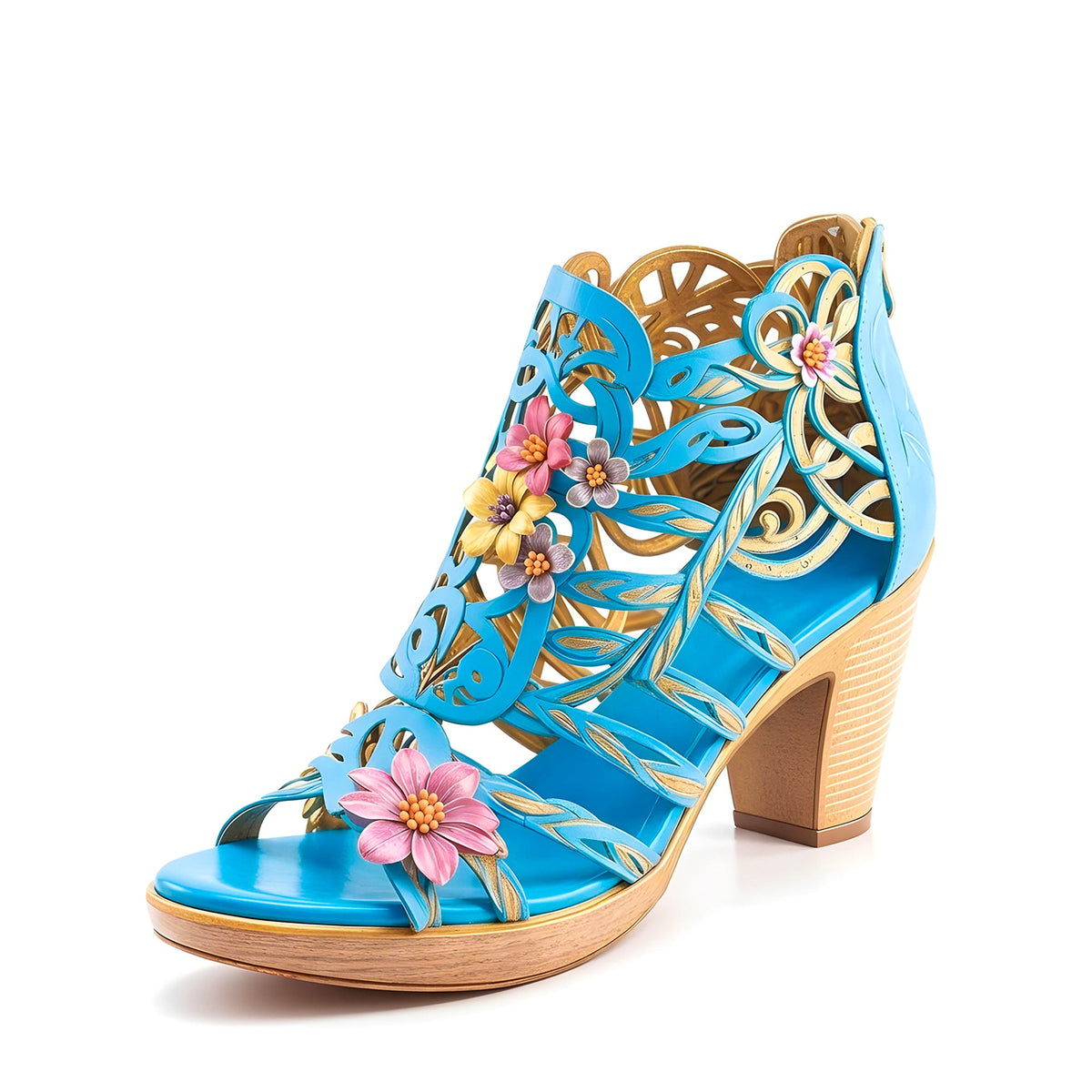 BLOOMING VINE ROMANTIC CUTOUT SANDALS