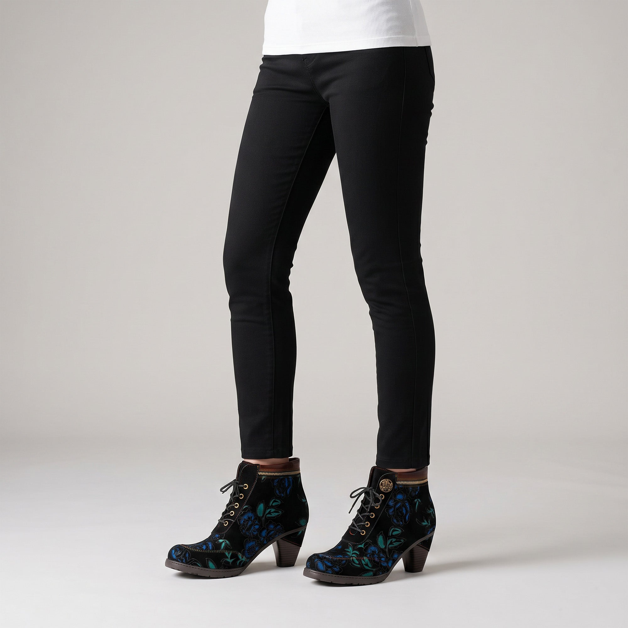 Vintage Nocturne Blossom Ankle Boots