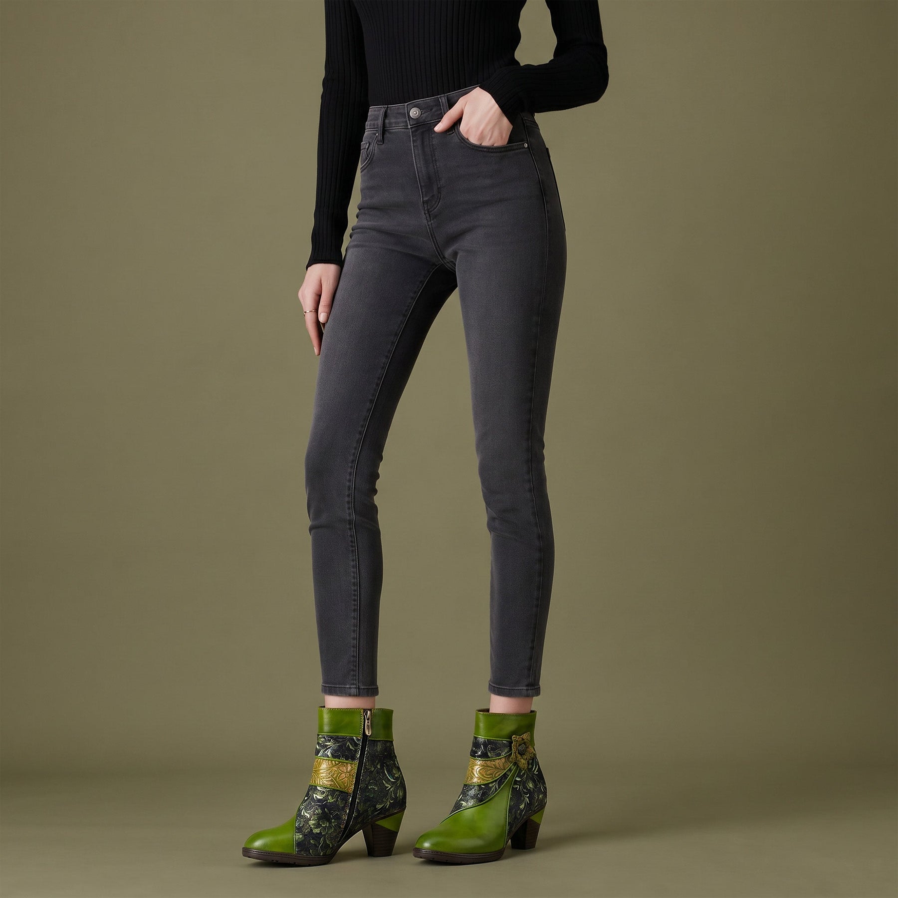 Handmade Nature Bloom Ankle Boots