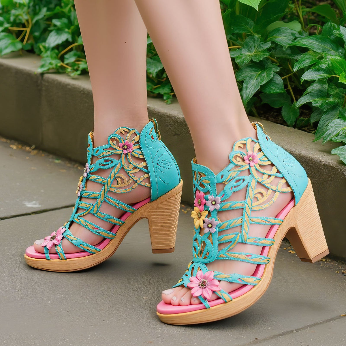 BLOOMING VINE ROMANTIC CUTOUT SANDALS