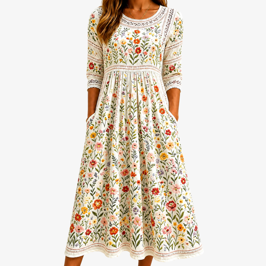 Mia | English Garden Charm Midi Dress