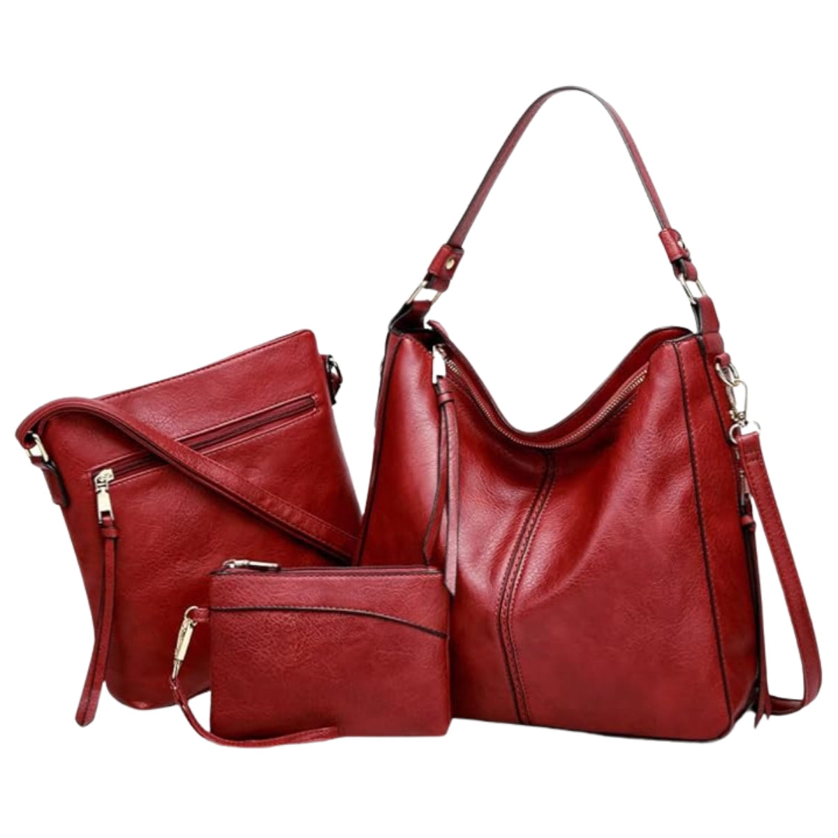 Jennifer | Elegant Leather 3-Piece Hobo Bag Set