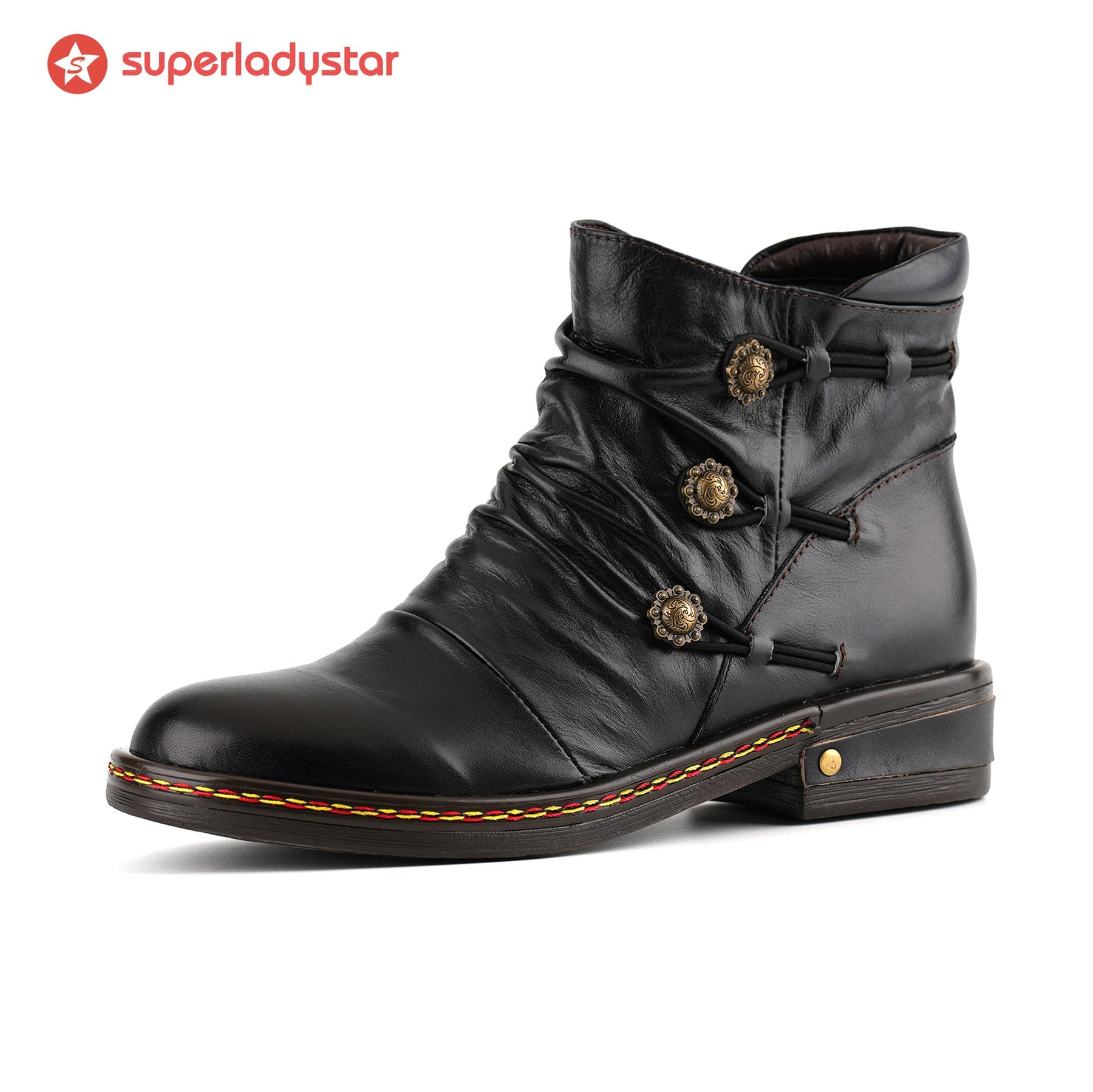 Retro Charm Leather Flat Ankle Boots