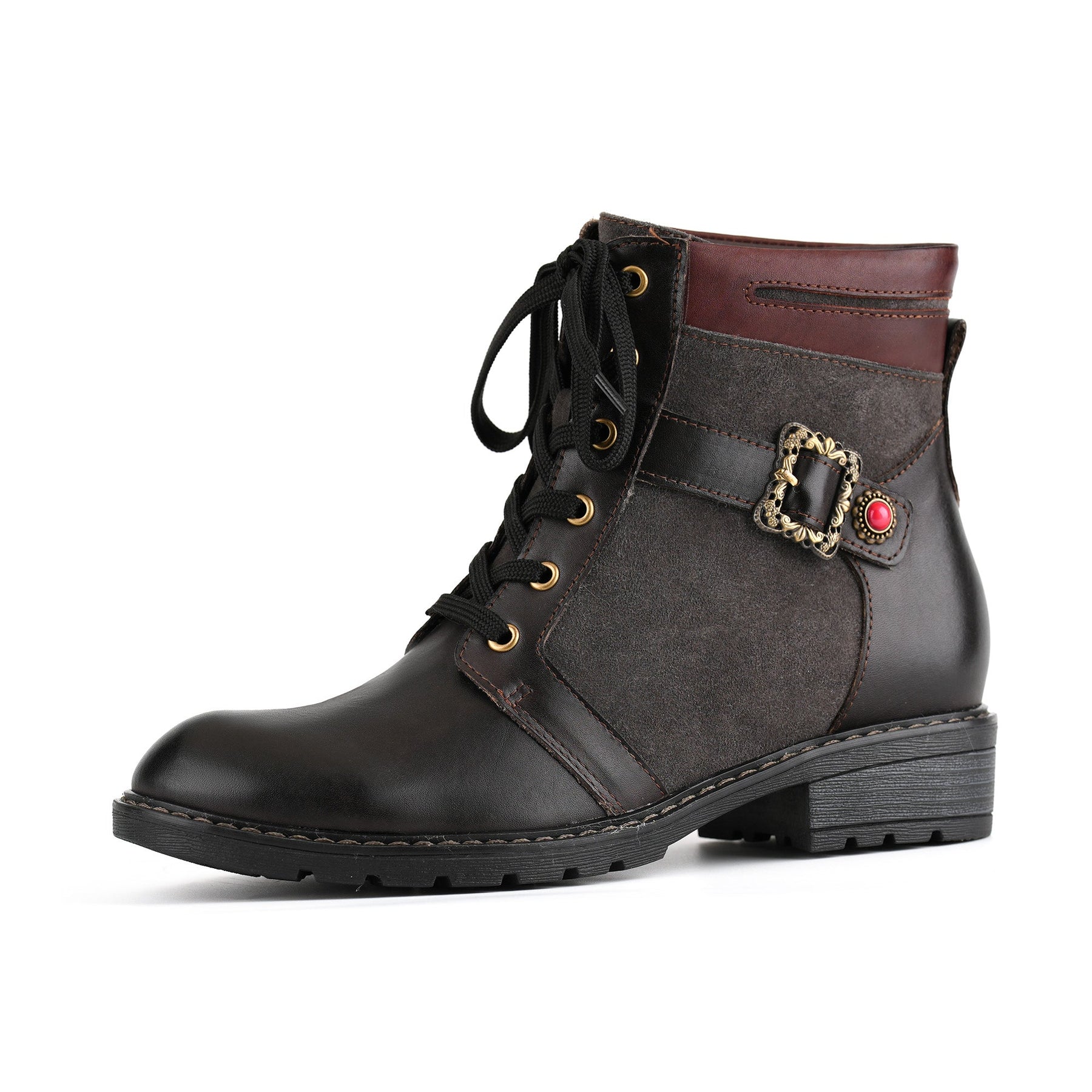 Retro Antique Charm Lace-Up Ankle Boots