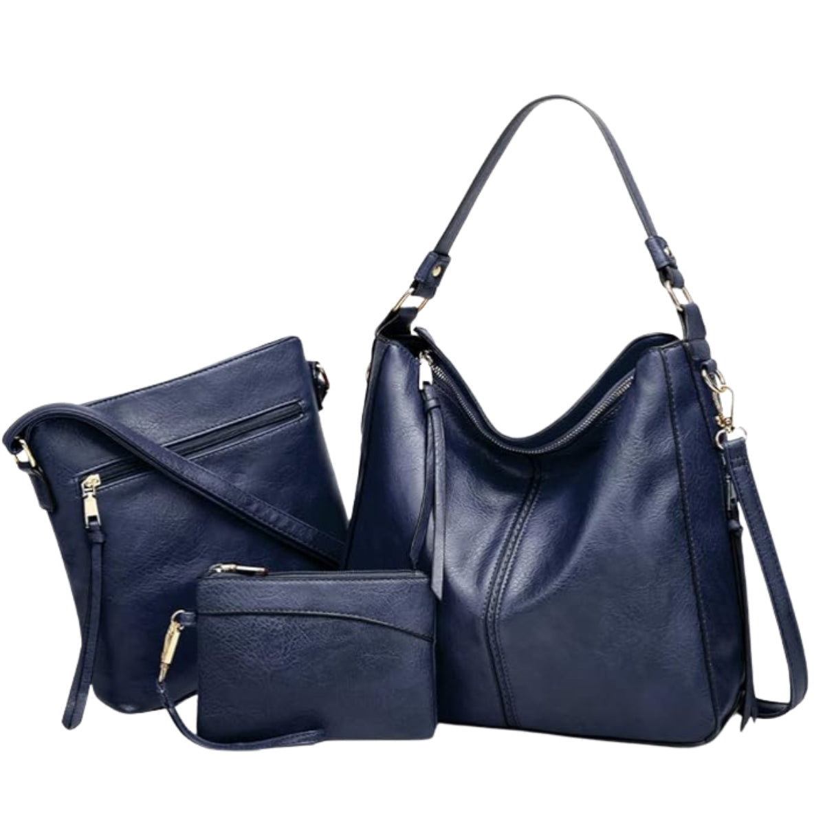 Jennifer | Elegant Leather 3-Piece Hobo Bag Set