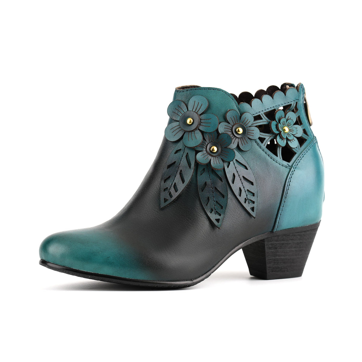BLOOMING ELEGANCE FLORAL ANKLE BOOTS