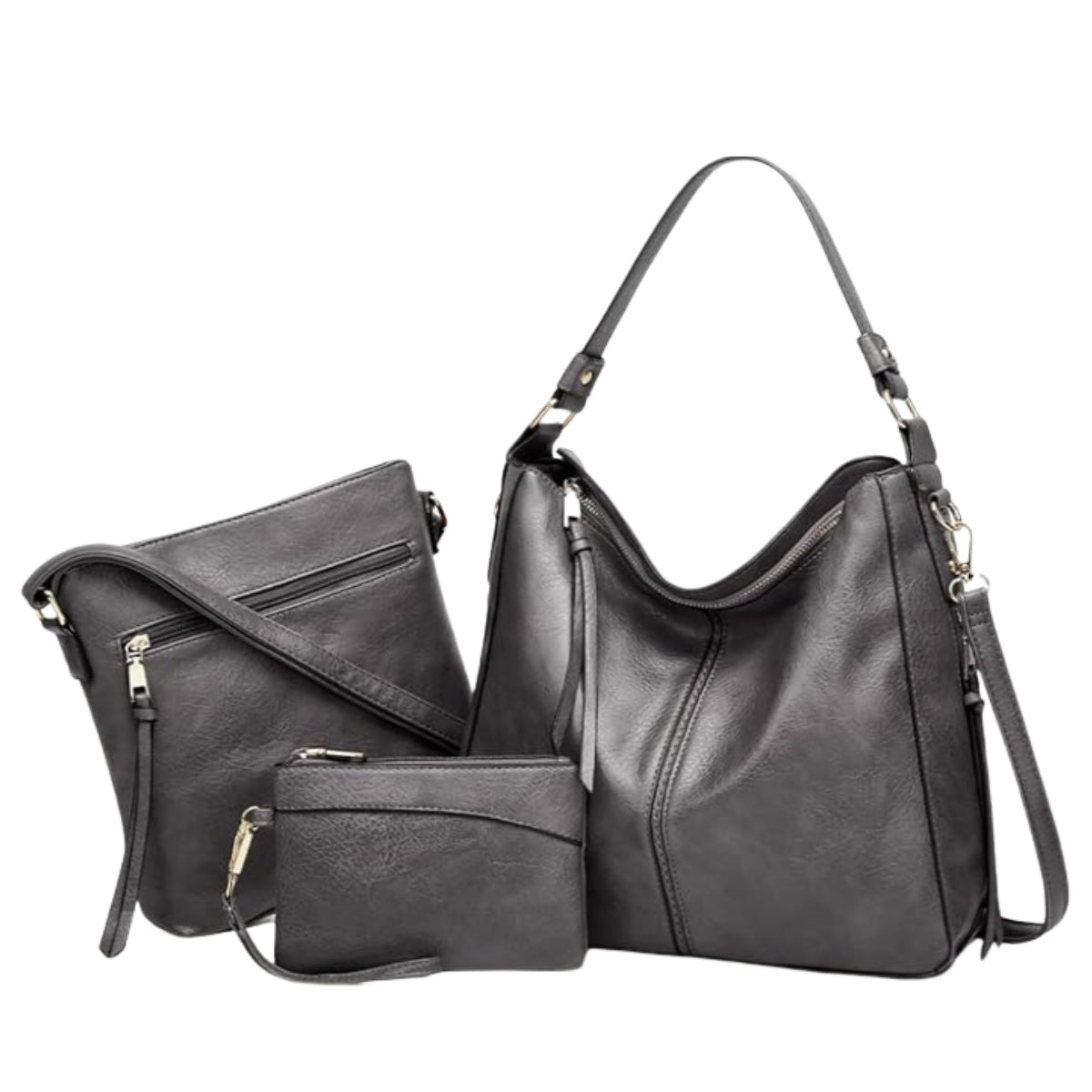 Jennifer | Elegant Leather 3-Piece Hobo Bag Set