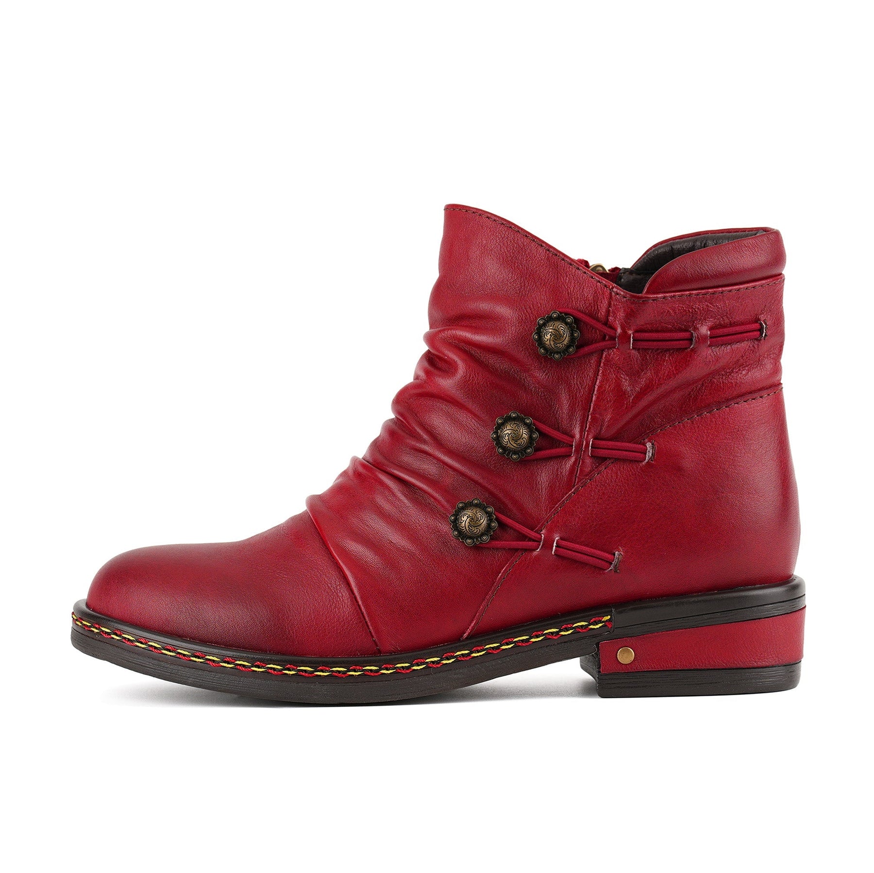 Retro Charm Leather Flat Ankle Boots
