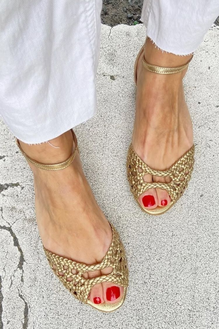 Mila | Gold Braided Sandals