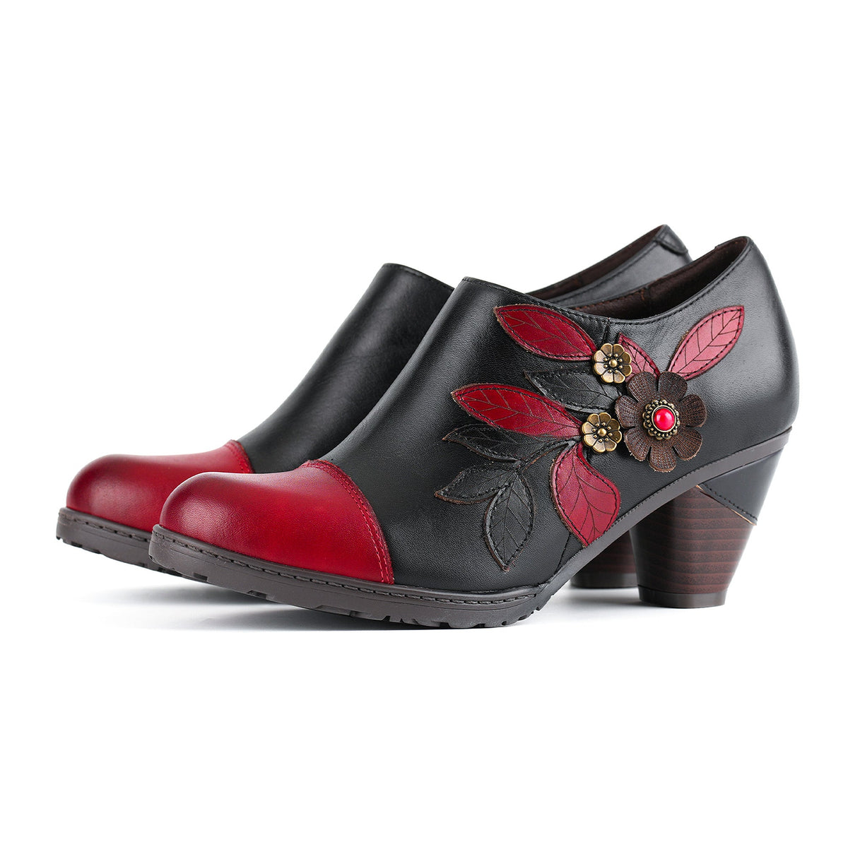 RETRO BOHO FLORAL CHARM PUMPS