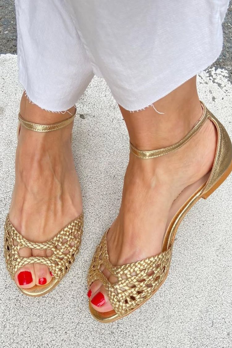 Mila | Gold Braided Sandals