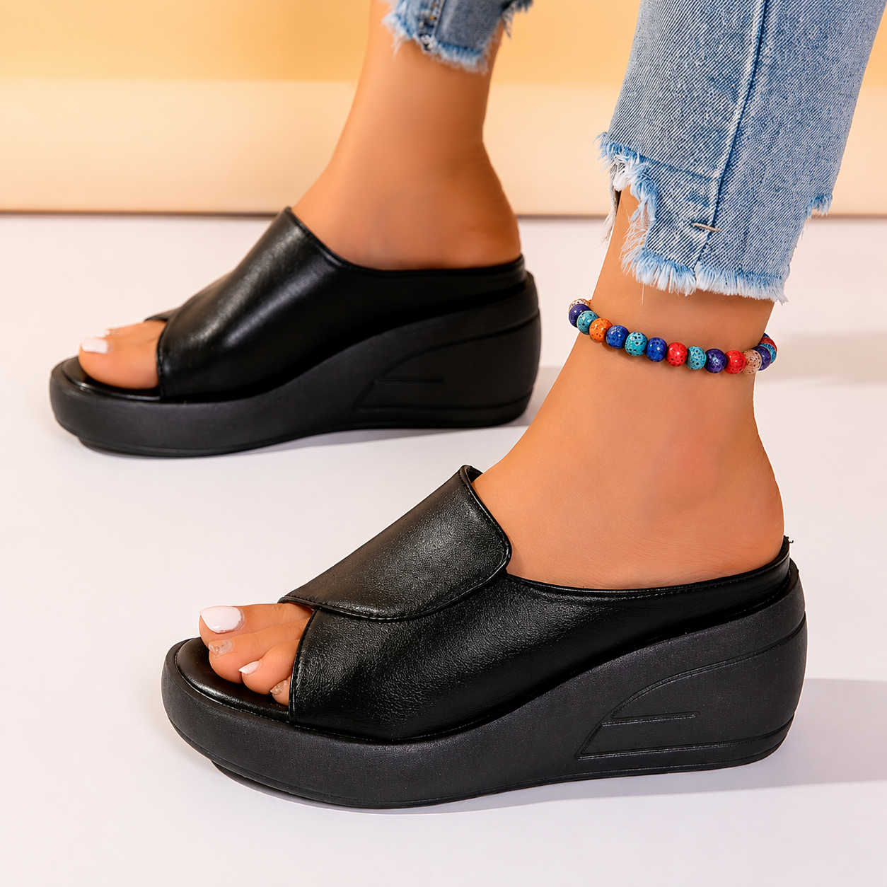 Lydia | Supportive Slip-On Wedge Sandals