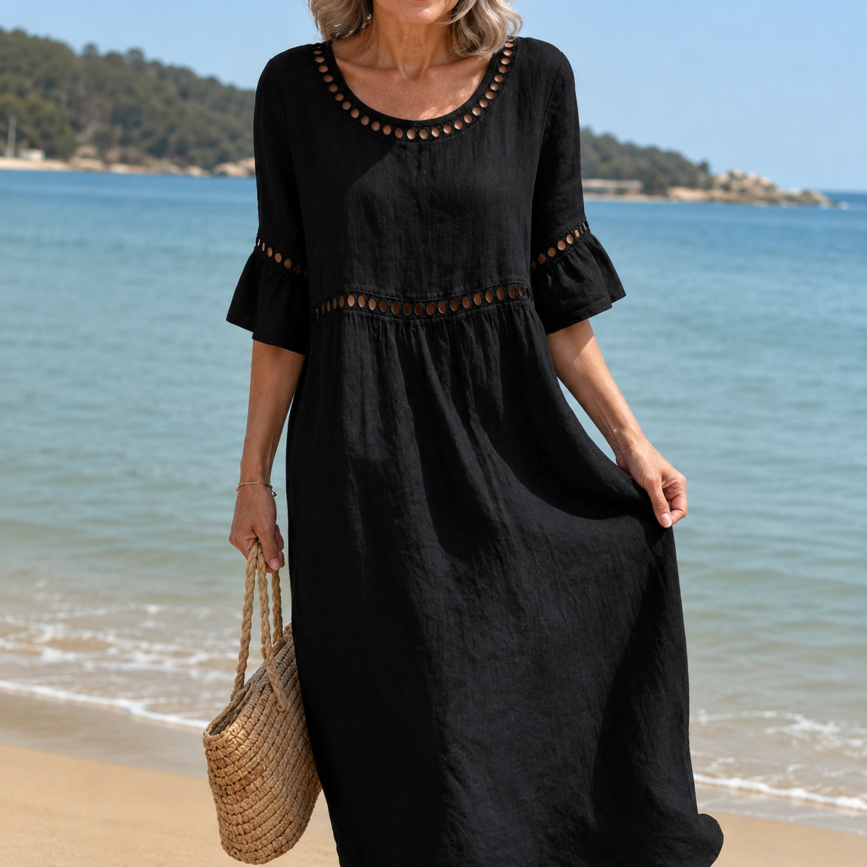 Mabel | Linen Maxi Dress with Flattering Waist Detail