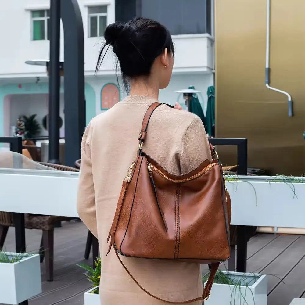 Jennifer | Elegant Leather 3-Piece Hobo Bag Set
