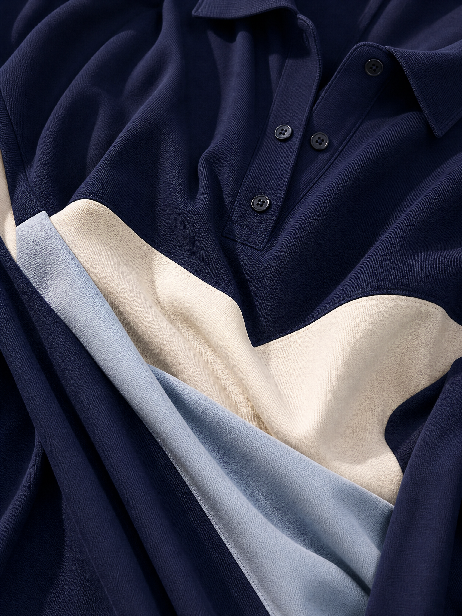 Women’s Minimalist Commuter Navy Blue Cotton Blend Polo Collar Short-Sleeved V-Neck Color-Blocked Long Knit Dress MDZ0697G4GMJ