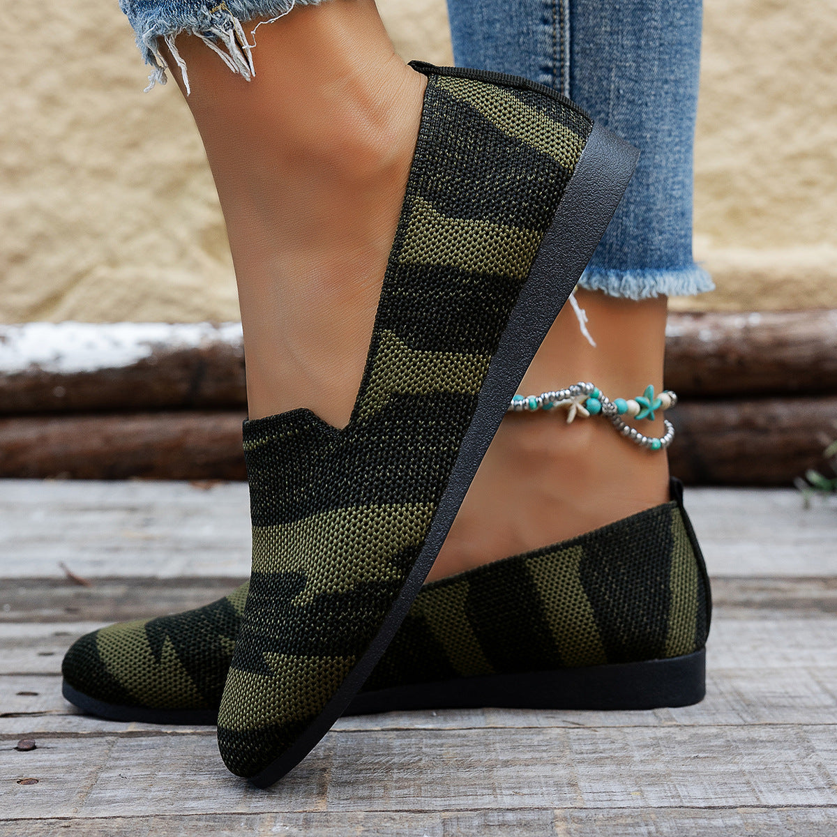 Michelle | Women's Knit Slip-On Striped Loafers