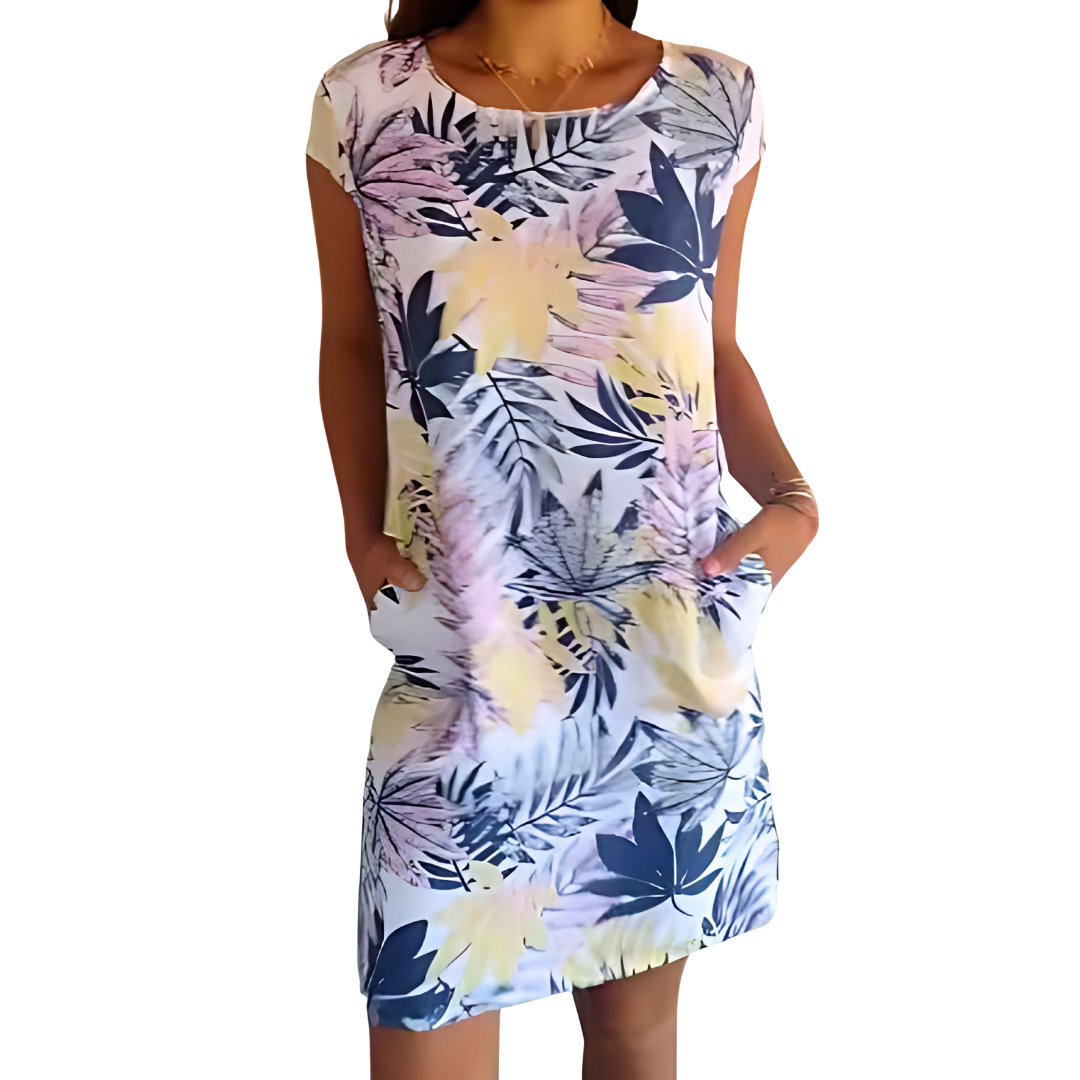 Penelope | Casual Nature Print Round Neck Dress