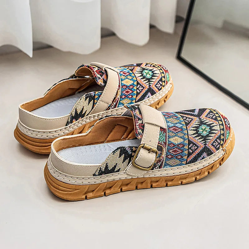Hannah | Boho Patterned Slip-On Mules Shoes