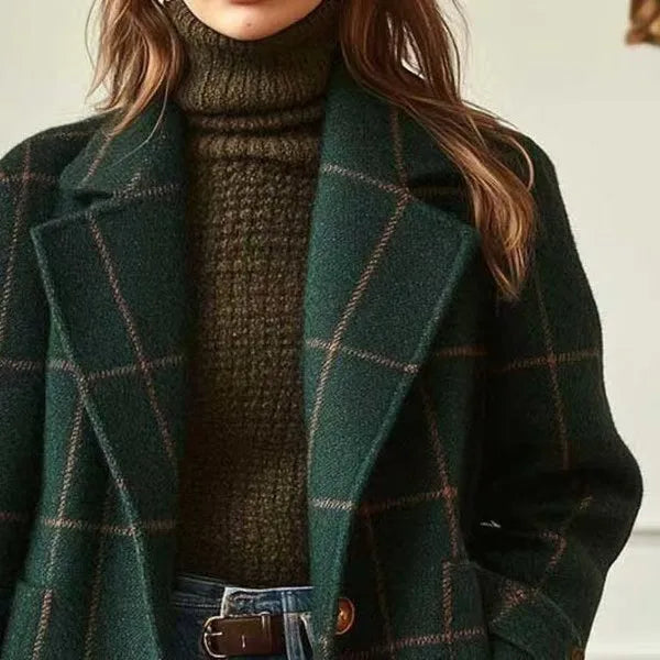 Alexandra | Retro Plaid Long Coat