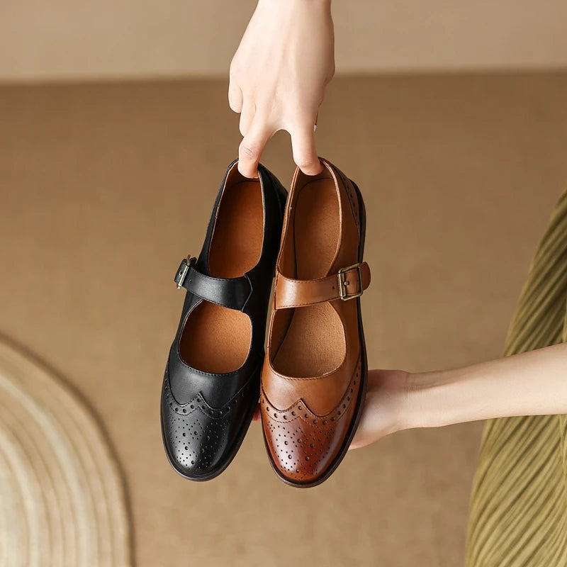 ARABELLA | GENUINE LEATHER LOW-HEEL SHOES