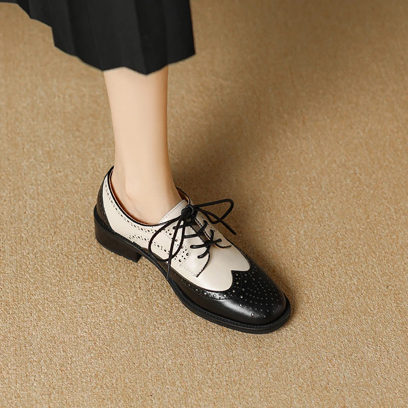 HALLIE | GENUINE LEATHER OXFORD BROGUES