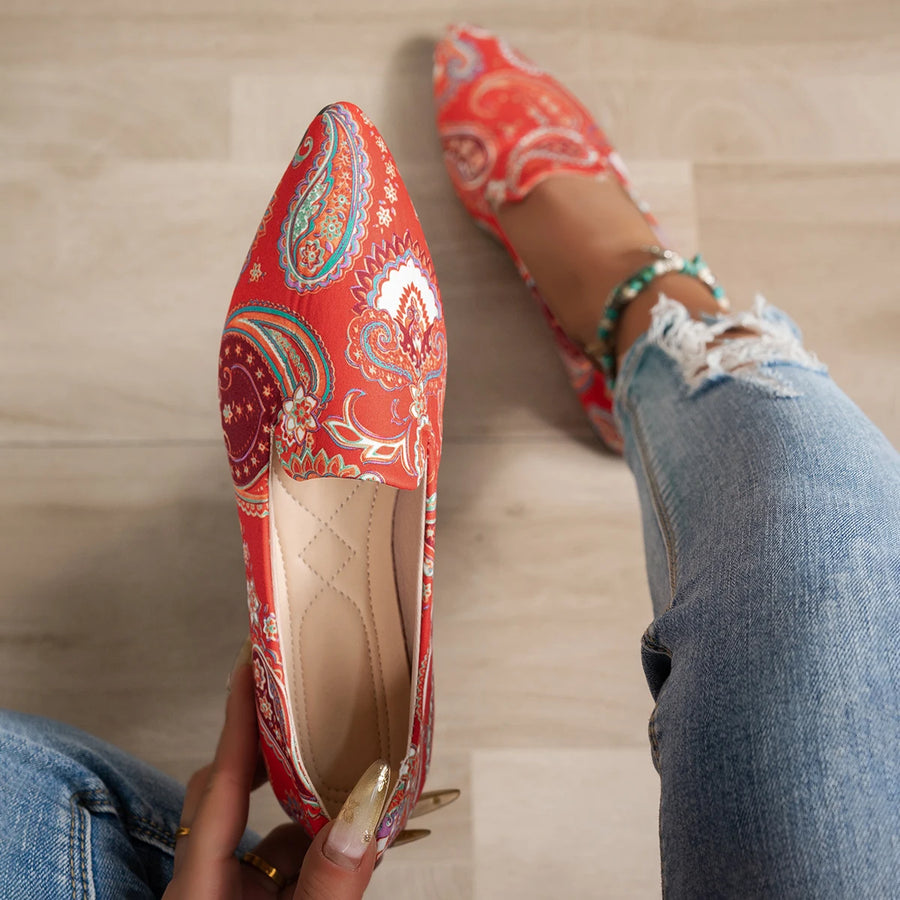 Brittany | Boho Paisley Pointed-Toe Loafers