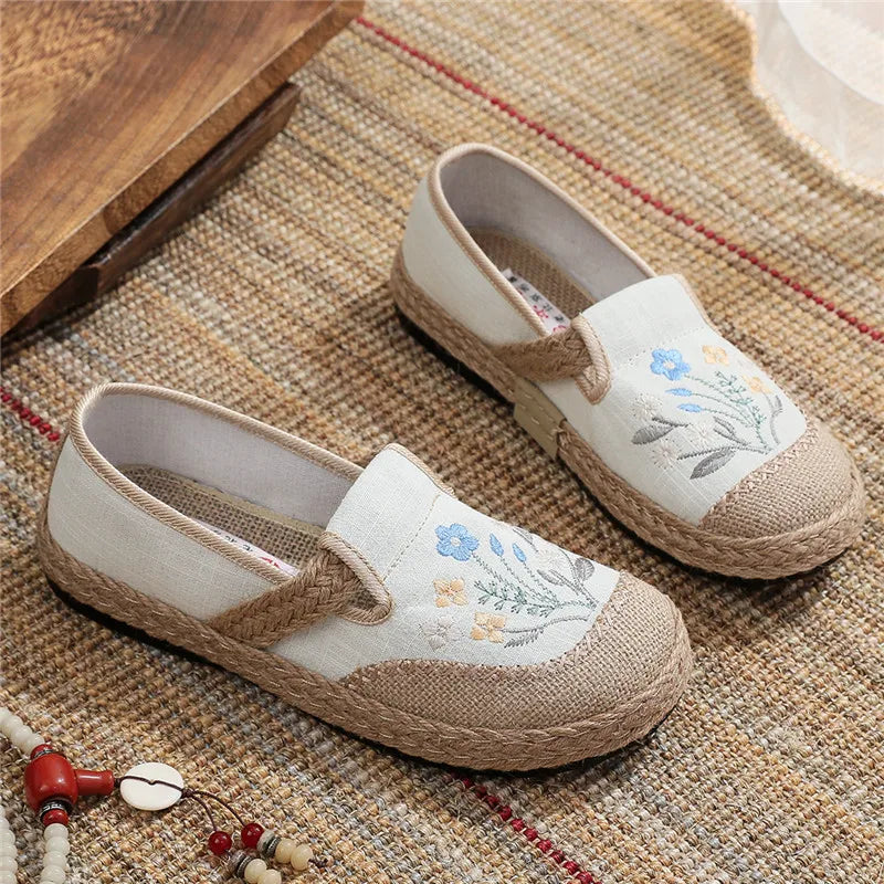 Ella | Boho Embroidered Canvas Shoes
