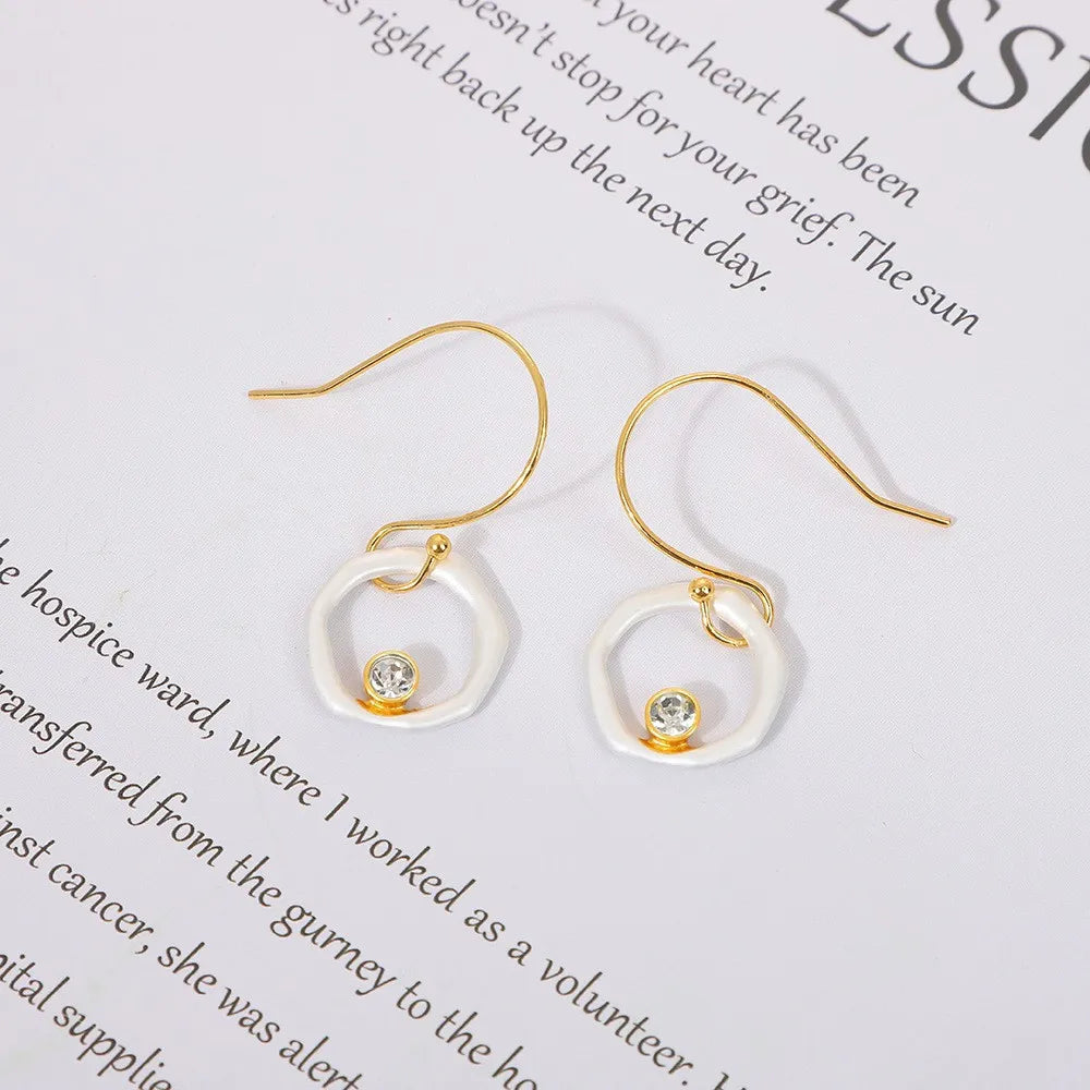 Zoe | Round Zircon Drop Earrings