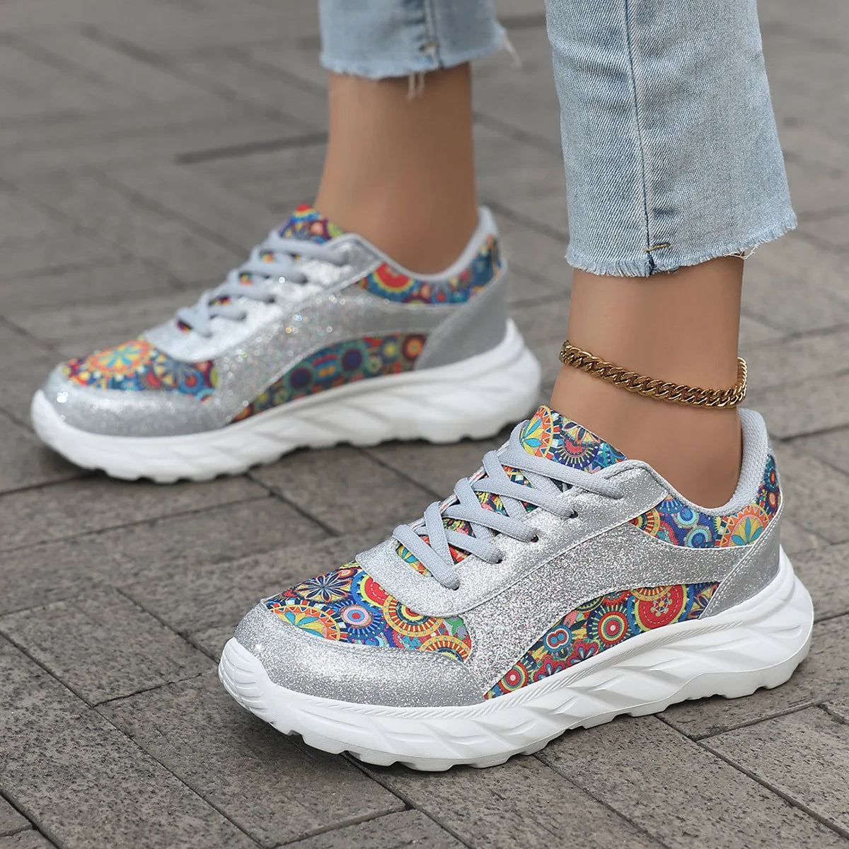 Eloise | Glitter Platform Casual Sneakers