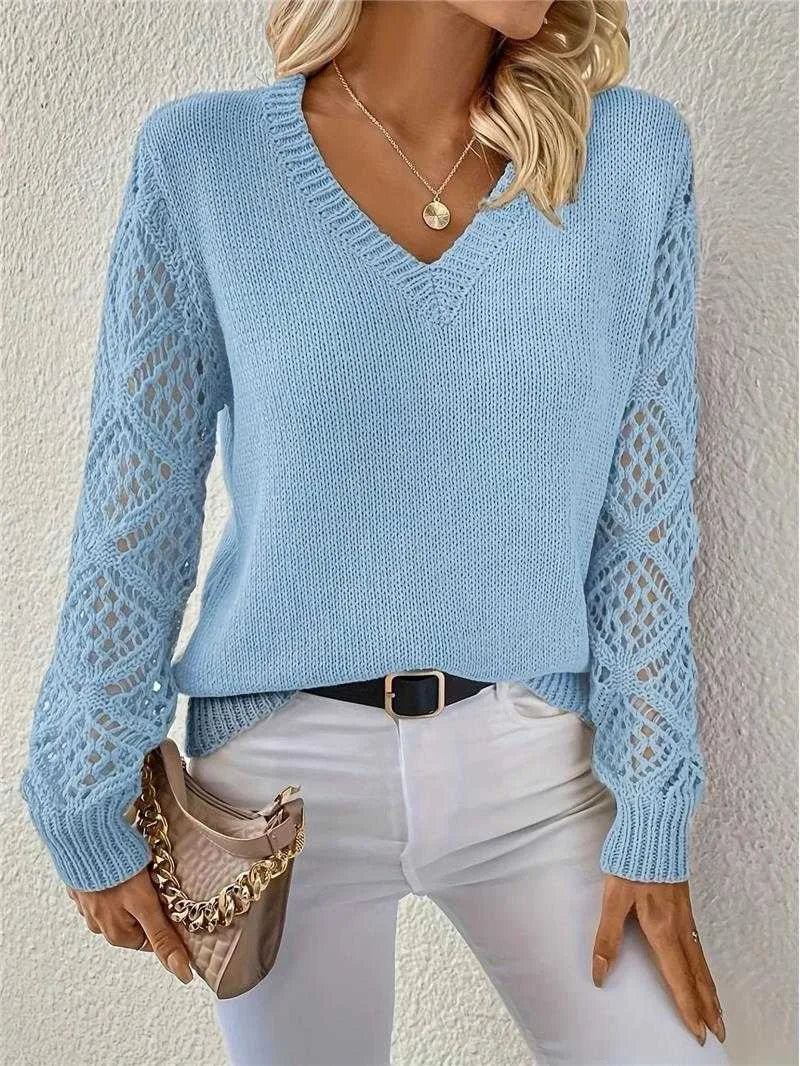 Martha | V-Neck Open-Knit Jumper