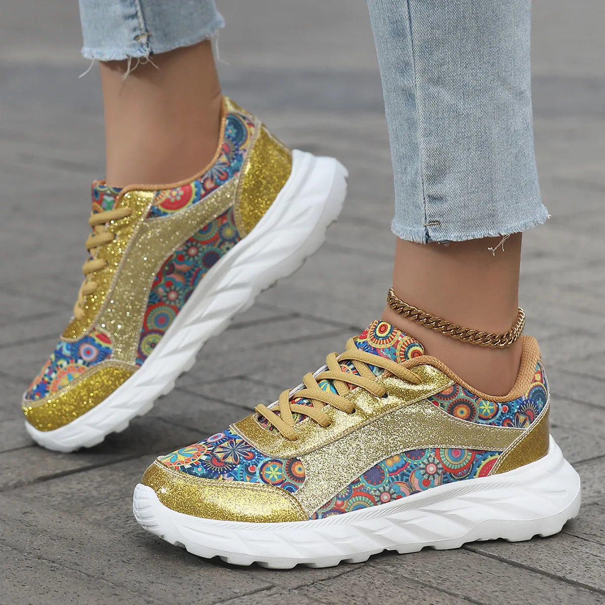 Eloise | Glitter Platform Casual Sneakers