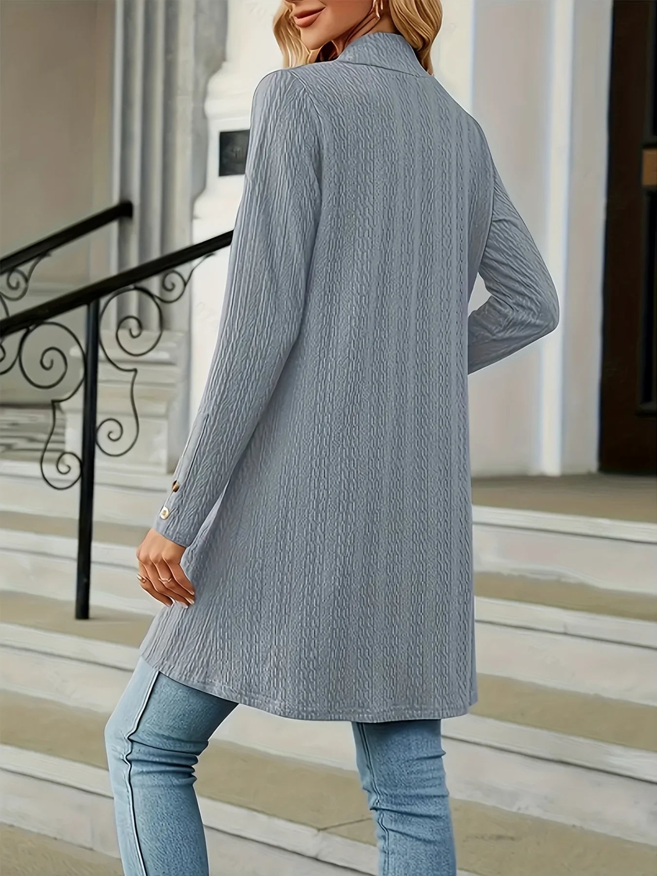 Genevieve | Women's Textured Knit Open-Front Cardigan
