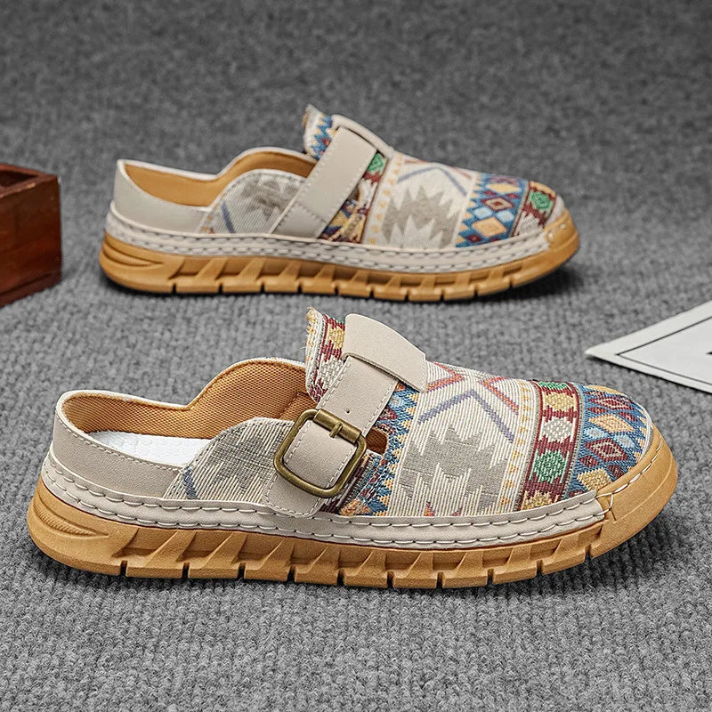 Hannah | Boho Patterned Slip-On Mules Shoes