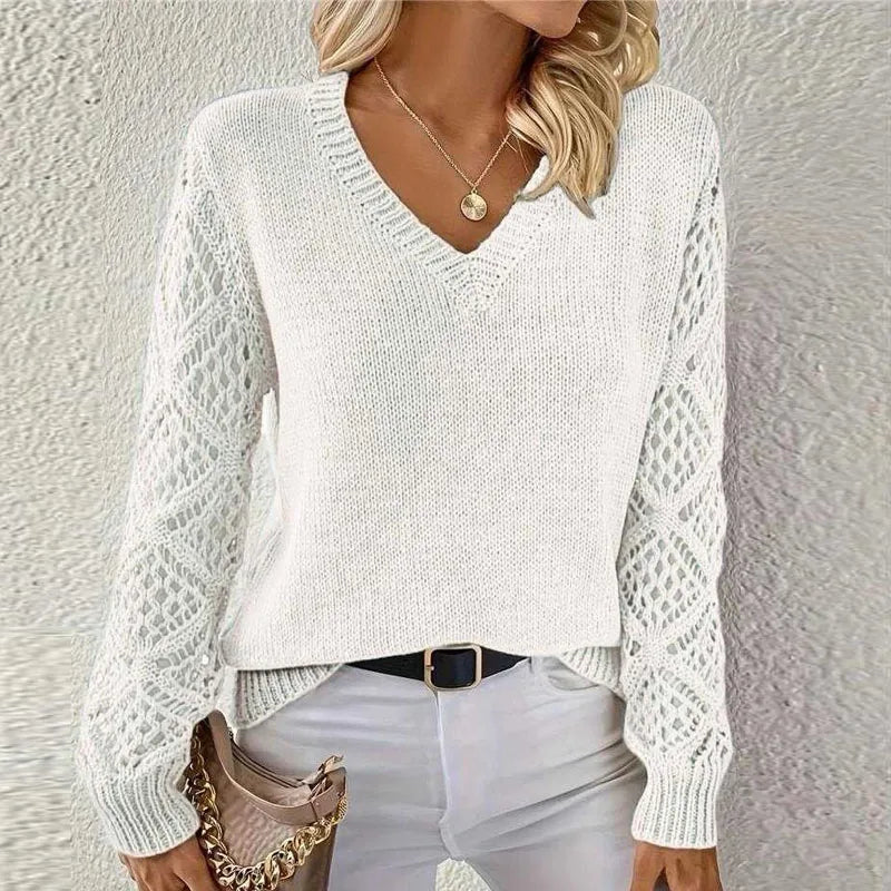 Martha | V-Neck Open-Knit Jumper