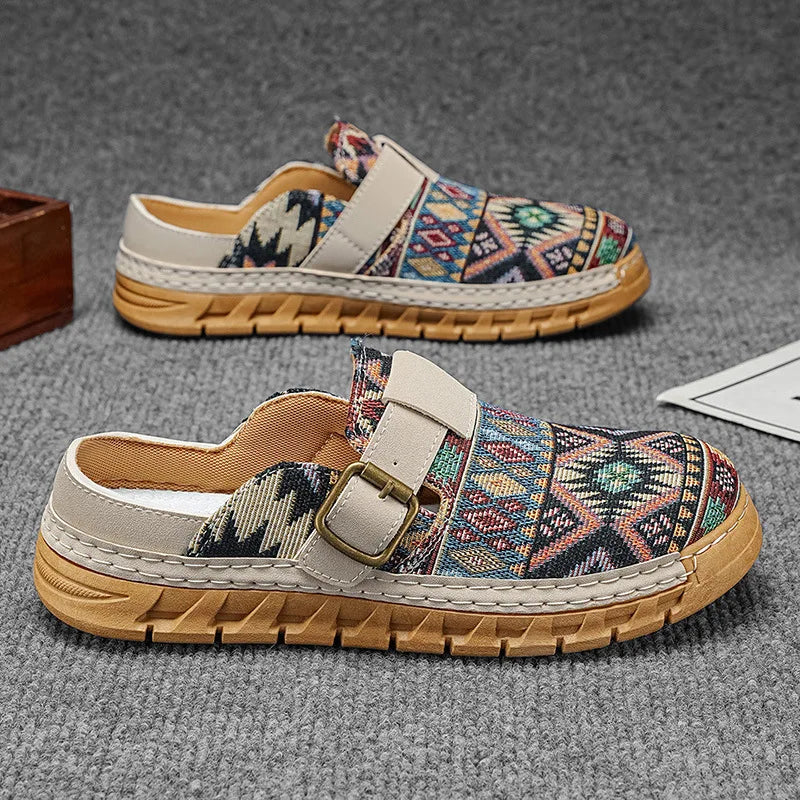 Hannah | Boho Patterned Slip-On Mules Shoes