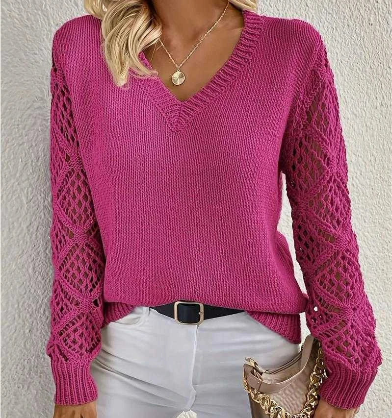 Martha | V-Neck Open-Knit Jumper