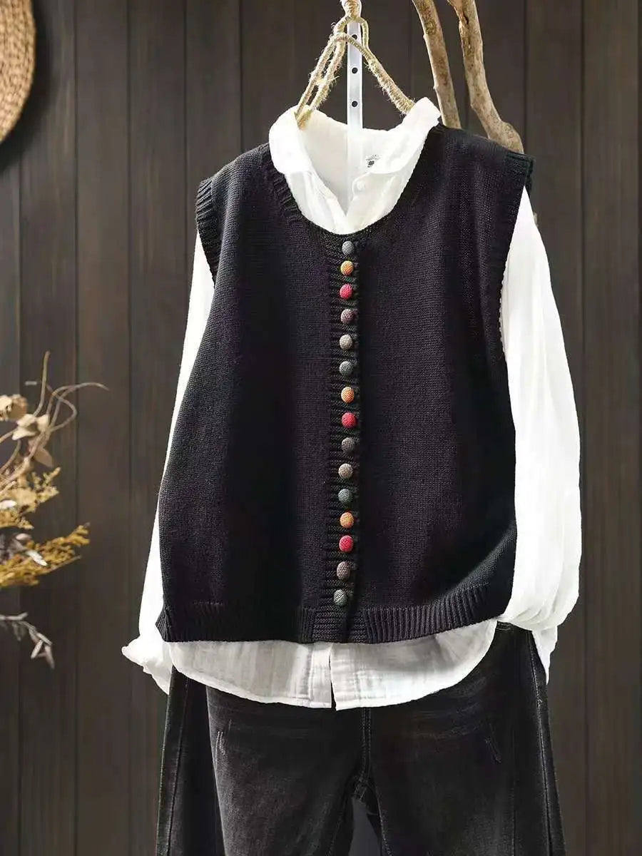 Julia | Colourful Button Knitted Vest