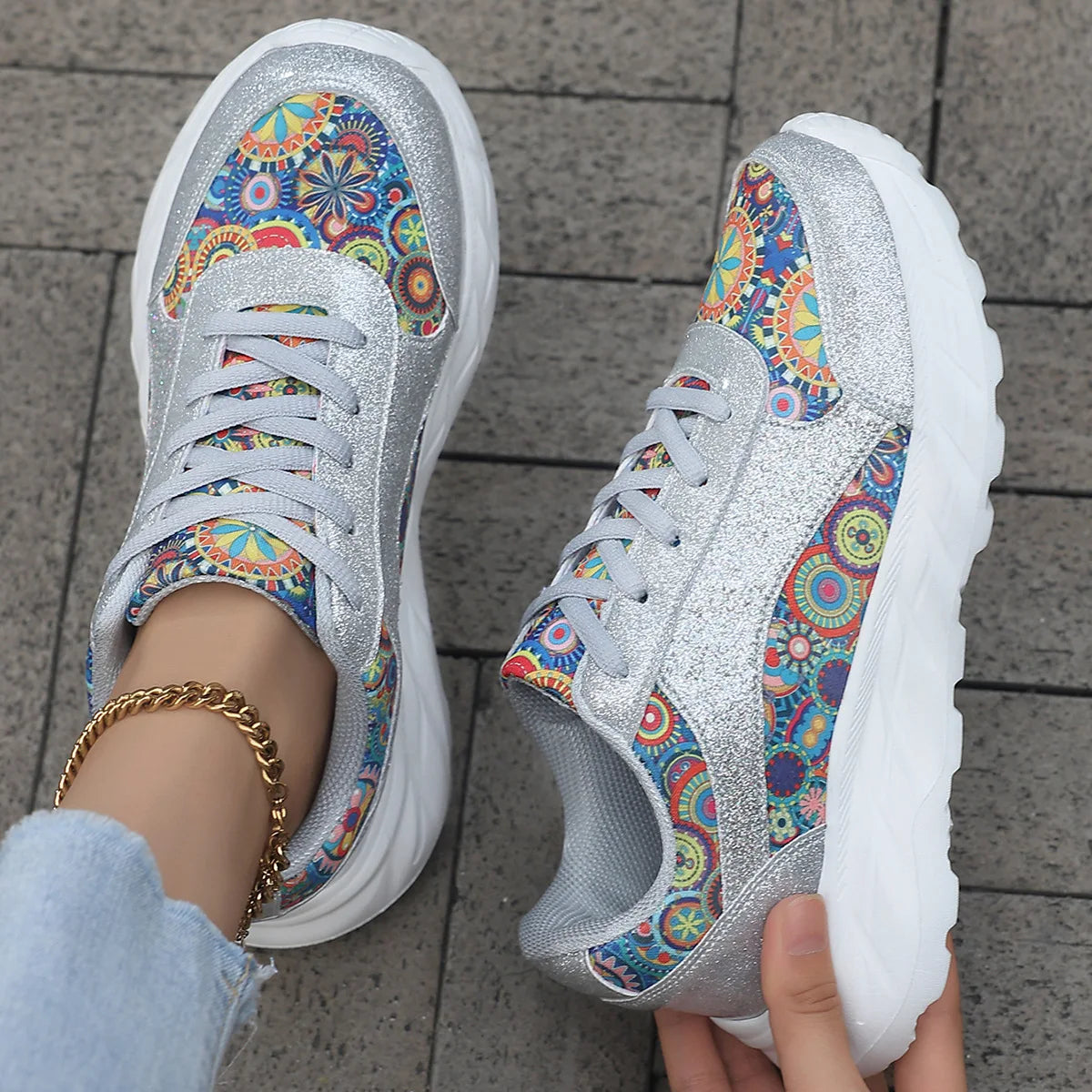 Eloise | Glitter Platform Casual Sneakers