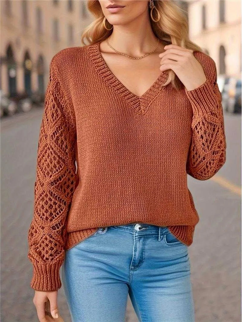 Martha | V-Neck Open-Knit Jumper
