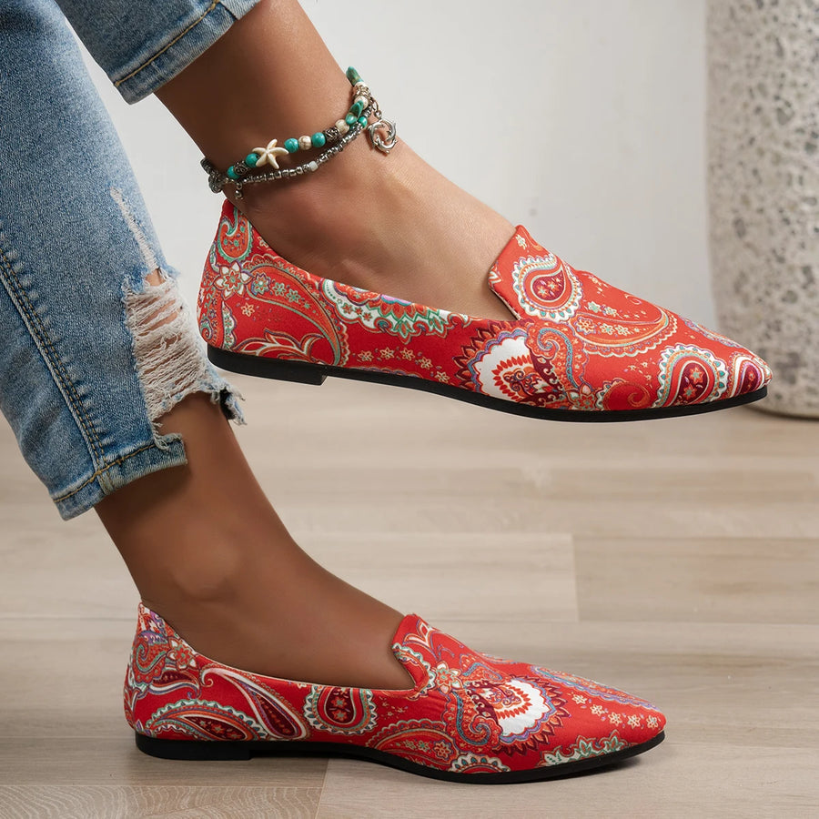 Brittany | Boho Paisley Pointed-Toe Loafers