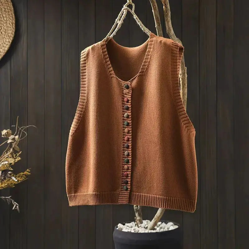 Julia | Colourful Button Knitted Vest